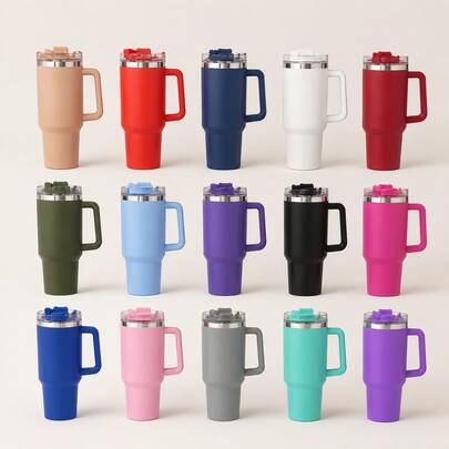 40oz Double-Walled Vacuum Insulated Stainless Steel Water Bottle With Handle, Equipped With Straw Lid And Straw, Leak-Proof And Rust-Resistant, Suitable For Hot And Cold Drinks, An Essential Item For Outdoor Activities And Sports