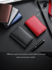 時尚商務男士錢包卡夾，鋁合金自動彈出卡槽 RFID 防消磁 PU 皮革卡包，6 色可選，適合日常通勤，生日、聖誕、萬聖節、感恩節禮物，實用高級便攜 - A - 查看 5