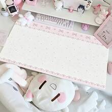 1pc PU Leather Mouse Pad Sweet Pink Girl Strawberry Lace Star Bow Mouse Pad Office Desk Mat Waterproof Non-Slip PU Desk Blotter Pad - View 9