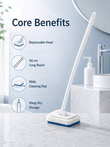 4/3/2pcs Long Handle Bathroom Sponge Brush, Multi-Functional Bathtub Tile Scrubber, Replaceable Brush Head, Lightweight Cleaning Tool, Suitable For Shower, Wall, Floor, Glass, Sink, Toilet, Kitchen Countertop, Home Bathroom Cleaning And Daily Use - Multicolor - View 9