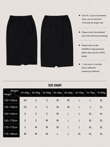 Autumn/Winter Plus Size Elegant Solid Color High Waist Pencil Skirt Back To School Black - Black - View 7