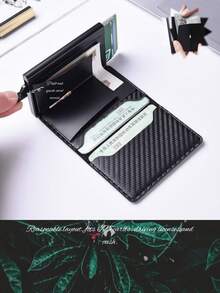 2pcs/3pcs/Set Carbon Fiber Automatic Pop-Up Card Holder Men's RFID Anti-Theft Demagnetization Card Wallet Business Commute Pocket Storage Halloween Christmas Father's Day Birthday Gift Item 1pc, Card Holder Is Main Product, Gift Bag Is Accessory - A - View 10