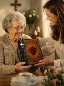 4 Designs Optional Sacred Heart Of Jesus Bible Cover Case For Men Women, Vintage Tree Of Life Praying Hands Cross Zippered Bible Carrying Bag With Handle, Church Study Organizer Gift - View 2