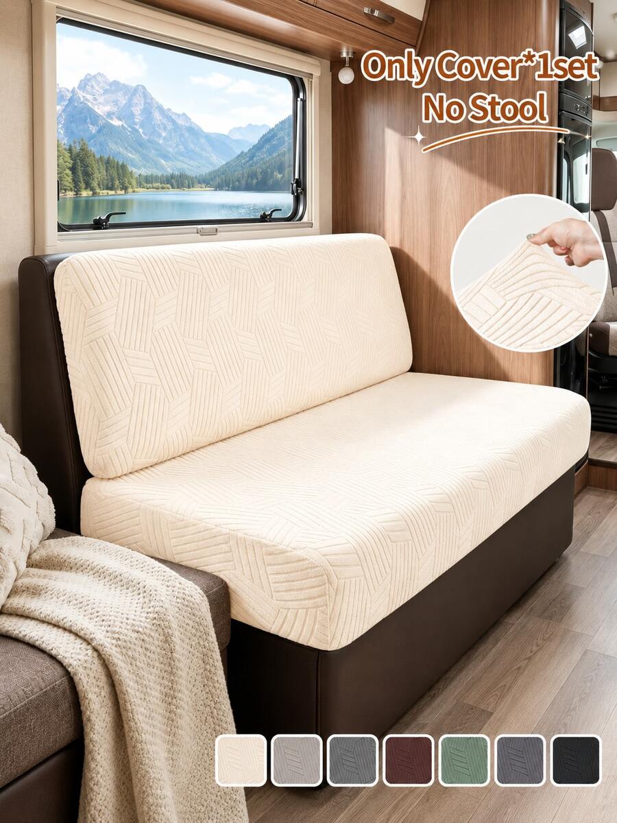 2pcs/Set Jacquard RV Dinette Cushions Cover Stretch RV Booth Seat Covers Elastic Outdoor Camper Car Bench Backrest Seat Cover - Multicolor - View 1