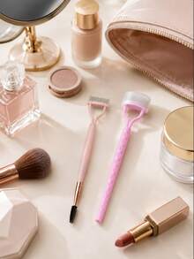 Stainless Steel Eyelash Comb & Brush, Dual-Ended Eyelash Separator Tool, Eyelash Curler Tool, Affordable Eyebrow Brush, Makeup & Grooming Tool For Women And Beginners, Travel Essential, School Essential, Bedroom Makeup Accessory, Christmas Gift - Multicolor - View 2