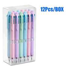 12pcs 4-In-1 Ballpoint Pens, 0.7mm Needle Tip, Smooth And Fluid Writing, Even Ink Flow Without Skipping. Wavy Soft Grip, Comfortable For Long Writing; Click Design, No Cap Needed, Convenient To Use. Fresh And Soft Macaron Color Palette, Suitable For Classroom Notes, Planner Marking, Daily Office Writing. Transparent Gift Box Packaging, Neat Storage, Also Can Be Used As A Gift. - 4-in-1 Pen - View 1