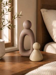 1/3pcs Modern Minimalist Abstract Sculpture Set, Featuring Hollow Human Figure Sculptures, Neutral Tone Matte Finish, Suitable For Living Room, Bedroom, Bookshelf And Home Decor - one-size - View 4