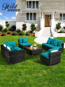 1 buah Sarung Sofa Elastis Bergaya Topi Mandi Sutra Susu Warna Polos, Elastisitas Tinggi, Anti Debu, Serbaguna untuk Semua Musim, Cocok untuk Sofa Rotan Taman, Balkon, dan Luar Ruangan - Cadet Blue - View 2