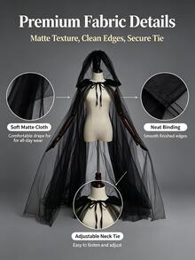 1 buah Jubah Jala Halloween - Jubah Transparan Panjang Penuh dengan Tudung Besar, Jubah Kostum Hantu Halloween, Sempurna untuk Pertunjukan Panggung, Cosplay, dan Pesta - Hadiah Sempurna untuk Remaja/Laki-laki/Perempuan - MultiWarna - View 9