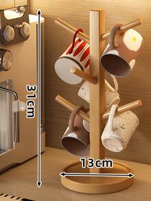 1pc Vintage Bamboo Wood Cup Holder, Nordic Style Desktop Mug Drying Rack, Kitchen Countertop Cup Storage Organizer, Smooth Round Design Without Burrs, Multi-Purpose Suitable For Home Kitchen Office, Ideal Housewarming Gift - 1PC - View 9