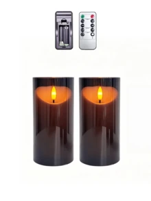 3pcs Grey Acrylic LED Candles, Flameless Design With Realistic Flickering Flame Effect, Battery Operated (Batteries Not Included), Suitable For Home, Wedding, Party And Christmas Decoration, Christmas, Halloween - Grey - View 10