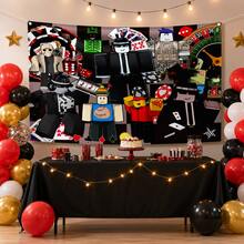 Roblox 1pc 150*100cm Roblo Casino Theme Backdrop, Cartoon Game Character Poker Dice Roulette Print Rectangular Photo Background, Birthday Game Night Casino Theme Party Decoration - Forsaken Chance Background - View 4