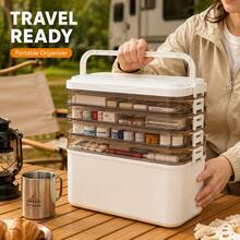 YOUFUNIQUE 3-Tier & 5-Tier Large Capacity Multi-Layer Storage Box, Transparent Portable Art And Sewing Supplies Organizer With Handle, Clear Trays And Labels For Crafts, Beads, Cosmetics, Jewelry, Travel, Camping, Home And Office - White Five-layer - View 8
