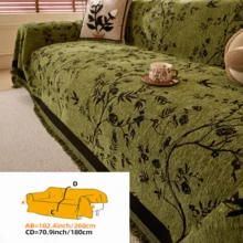 Elegant Floral Chenille Throw Blanket - Pet-Friendly, Durable & Non-Slip, Machine WashableIdeal For Living Room & Office Decor, Sectional Sofa CoverlFloral PatternlPolyester FabricDecorative Pillows - Green - View 12