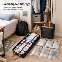 7-Piece Shoe Storage Organizer With Carrying Handles, Portable Shoe Rack For Travel Trips, Large Capacity Space-Saving Shoe Bag Set For Home Gym Closet Organization And Weekend Getaways - Multicolor - View 2