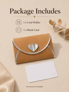 1pc Retro Kraft Paper Mini Envelope With Heart Clasp & Gold Foil Edge, Decorative Small Envelope For Gift Cards, Thank‑You Notes, Wedding Invitation Cards, Holiday Party Supplies - Multiple Styles - View 4