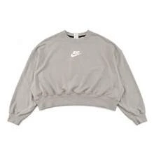 Nike Sportswear Club Fleece Boxy 圓領短版套頭衛衣 淺灰色休閒款 女款 - 灰色 - 查看 1
