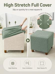 Sarung Bangku Ottoman Motif Persegi Timbul dari Kain Rajut Elastis Minimalis, Ukuran S, Cocok untuk Ruang Tamu, Kamar Tidur, Balkon, Dekorasi Dalam Ruangan, Hadiah Pindah Rumah, Aksesori Rumah Sepanjang Musim - MultiWarna - View 10
