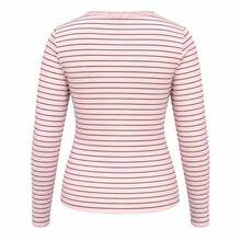 Plus Size Pink Striped Lace Square Neck Ruched Front Long Sleeve Top | Curve Autumn Women's Clothing & Plus Size Autumn Outfit - Pink - View 10
