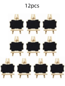 1pc/6pcs/12pcs Mini Wooden Blackboard With Easel, Erasable Desktop Chalkboard, Wedding Table Number Seat Card, Christmas Thanksgiving Party Tabletop Decor Sign - Blackboard With Stand - View 12