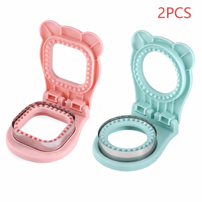 2PCS Creative Sandwich Edge Sealing Cutter Mold, Home Toast Bread Presser Pocket Sandwich Maker, Cartoon Shaped Bread Cutter Breakfast Bento DIY Tool, One-Press Forming Tight Sealing Leak-Proof, Can Make Jam Cheese Ham Filled Toast, Home Breakfast Baking Mold Kitchen Sandwich Making Tool, Easy To Operate And Clean