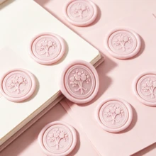 20入 3D 浮雕花束自黏式蠟封貼紙，適用於禮物、婚禮邀請函、信封封口－淺粉色 - 花束-淺粉色 - 查看 11