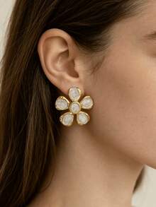 4/12/20pcs Elegant Stainless Steel Cast Earrings, Including Flower, Shell, Butterfly, Wing And Geometric Pattern Designs. These Simple And Fashionable Stainless Steel Earrings Are Perfect For Women's Daily Wear, Also A Great Gift For Female Friends (Randomly Shipped). - Multicolor - View 6