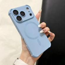 Magnetic Shockproof Phone Case Compatible With Iphone 18 Pro Max 17 16 15 14 13 Pro,Four Corner Protrusion Protection,Wireless Charging Back Cover - Sky Blue - View 6