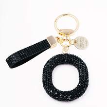 1pc Shiny Black Crystal Letter Bag Charm/Llavero, Glitter Alphabet Keychain For Handbag Daily Use, Gift Labor Day Halloween Thanksgiving Christmas - Black - View 29
