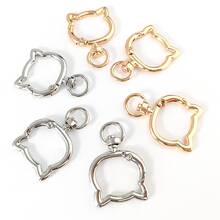 2/3/4pcs Rotating Cat Keychain Zinc Alloy Bag Hardware Spring Clasp Metal Ring Open Spring Loop, Perfect For DIY, Jewelry Metal Keychain Metal Shape Spring Clasp, Outdoor Metal Keychain Key Chain Bag Clip Hook Dog Chain Clasp Suitable For Phone Bag Keychain Hook Clasp Bag Hanging Hook, Handmade DIY Accessories, Halloween, Christmas - Gold - View 6