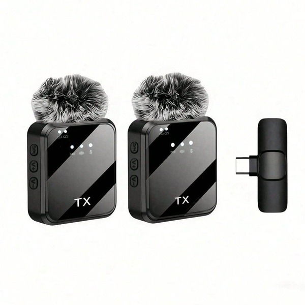 Professional Wireless Lavalier Microphone, Professional Intelligent Noise Reduction, Omnidirectional Condenser, 230mAh Battery, Windscreen, USB Interface (Multi-Port Optional), Rechargeable Lithium Battery, 2.4G/3G/4G/5G Connectivity, Suitable For Live Streaming, Interview, Song Recording, Video Podcast, Interview And Video Blog.
