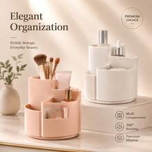 Multi-Compartment Multi-Function Multi-Purpose 360° Rotating Storage Box, Divided Design, Space-Saving, Suitable For Stationery, Children's Art Supplies, Cosmetics, Beauty Tools, Art Supplies, Applicable To Desk, Vanity, Children's Art Area, Keeps Items Organized And Tidy - Multicolor - View 3