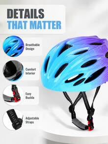 1pc Children's Multi-Function Bicycle Helmet, Lightweight & Breathable, Adjustable Strap, Removable Padding, Suitable For Skateboard And Scooter, Holiday Gift - Multicolor - View 9