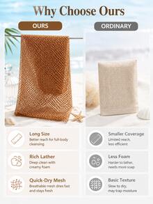 1pc African Mesh Long Bath Sponge, Unisex, Can Be Used For Body Exfoliation, Body Scrubbing, Back Scrubbing, Makes Skin Smooth, Stretchable Up To 66 Inches - Multicolor - View 4