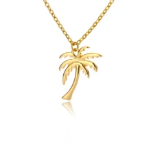 1pc Or 1set Stainless Steel Palm Tree Necklace & Ring, Unisex, 18K Gold Plated Coconut Tree Ring & Necklace, Plant Pendant Jewelry - Style 3 - View 13