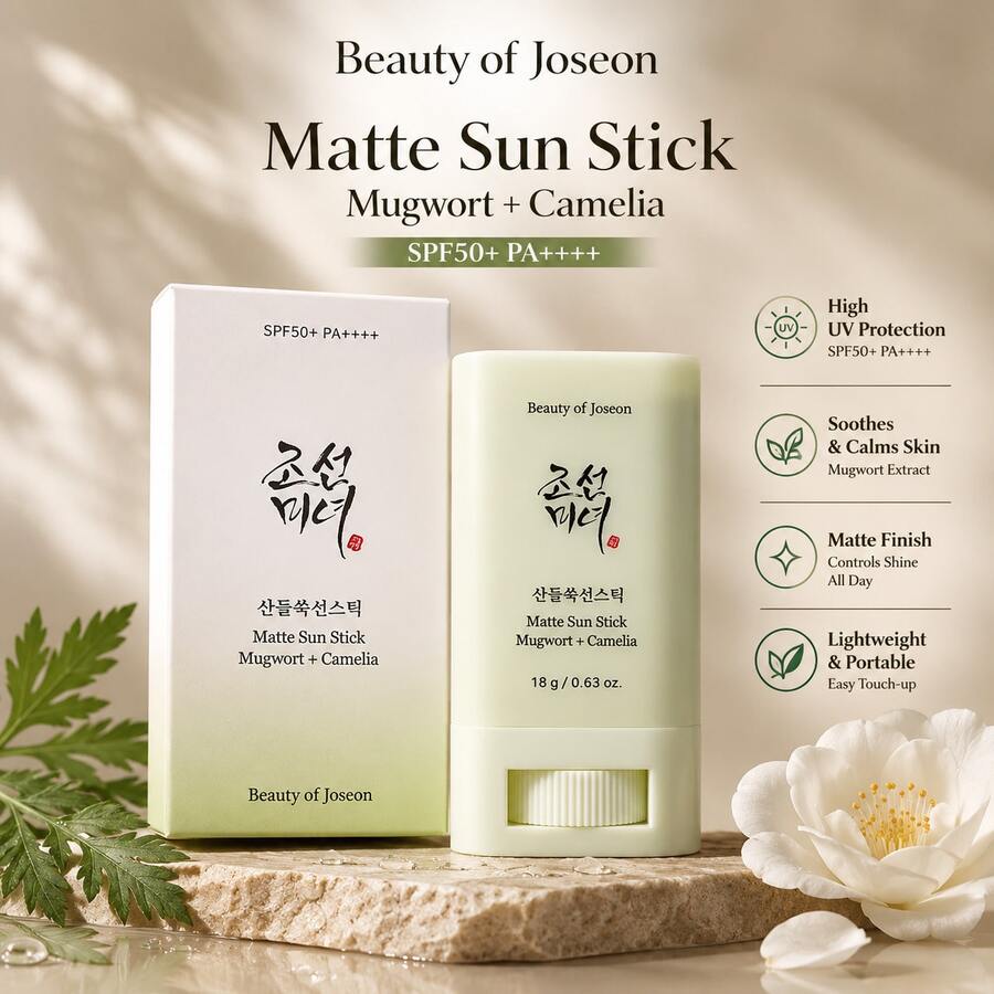 Beauty Of Joseon عصا واقية من الشمس مطفية بمستخلص الشيح + الكاميليا SPF50+ PA++++ 18 جرام، عصا واقية من الشمس كورية للوجه، خفيفة الوزن بلمسة نهائية مطفية، غير دهنية محمولة للحماية من الأشعة فوق البنفسجية للاستخدام اليومي - أخضر نعناع - مشاهدة 1