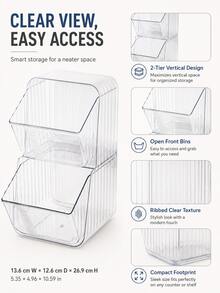 1pc 2-Tier Clear Coffee Capsule Organizer, Transparent Plastic Stackable Desktop Storage Bin With Front Open Design, Coffee Pod Tea Bag Organizer For Kitchen Counter, Coffee Bar, Fall Home Organization - Transparent - View 8