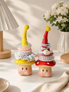 Cute Mushroom Fairy Hair Clip Storage Rack - Creative Desktop Jewelry Organizer - Hair Clip & Headpiece Display Stand - Multi-Functional Ring And Bracelet Storage Decor - Multicolor - View 3