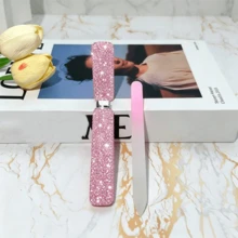 1pc Sparkling Rhinestone Decorated Glass Nail File With Storage Box, Portable Double-Sided Etched Glass Nail Polishing File, Manicure Pedicure Nail Shaping Tool, Suitable For Natural Nails - Multicolor - View 12