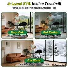 CURSOR FITNESS 17% Incline Treadmill With Home, Portable Treadmills For Home With Handle,Treadmills For Home And Office, 300 Lbs Weight Capacity. - 查看 6