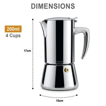 Crystals Stainless Steel Moka Pot Stovetop Coffee Maker - Silver - View 8