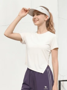 CAMEL CROWN Women's Outdoor Sports T-Shirt, Quick-Drying And Breathable Running And Fitness Wear - White Cobblestone - View 1