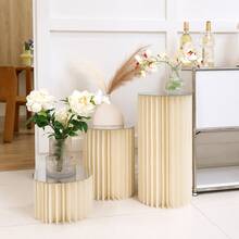 1pc/Set Ivory Cardboard Base, Foldable Cardboard Roman Column, Floor Display Column, DIY Base Box With Round Top Shelf, Suitable For Birthday, Floral, Gift, Wedding Decoration, Home, Room, Graduation, Party, Bachelor Party - Multicolor - View 5