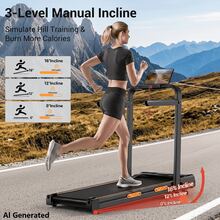 CURSOR FITNESS 3 In 1 Walking Pad Treadmill With 16% Incline, Folding Treadmill With Handle Bar, Portable Treadmills For Home Small, 300 Lbs Capacity - View 5