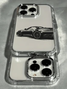1pc Transparent Convertible Cartoon Sports Car Personalized Minimalist Full Coverage TPU Anti-Drop Phone Case Compatible With Apple 18 17 16 15 14 13 12 11 Pro Max Protective Shell Air - Multicolor - View 2