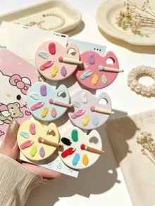 1pc Women Girls Cute Cartoon Funny Quirky Simulated Palette Hair Clip Alligator Hair Clip Hair Accessory, Suitable For Daily Wear Versatile Hair Accessory - Multicolor - View 7