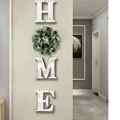 1 Set Vintage Style "HOME" Wooden Wall Hanging With Artificial Floral Wreath, Suitable For Rustic Wall Decor, Retro Home Decoration, Farmhouse Living Room, Kitchen, Entryway, Housewarming, Valentine's Day, Thanksgiving, Birthday, Graduation And More Occasions