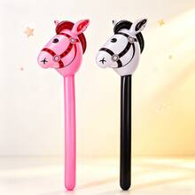 Soft PVC Inflatable Toy Role Play Durable Cartoon Pony Stick Outdoor Game Prop Activity Birthday Party Costume Photo Handheld Inflatable Stick - Multicolor - View 4