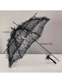 1pc Halloween Polyester (Polyester) Wedding Elegant Romantic Umbrella, Suitable For All Seasons - Black - View 5