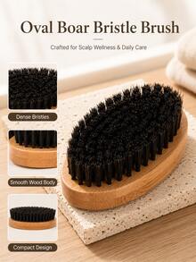 Natural Sandalwood Massage Bristle Brush Set, Coarse Tooth Massage Comb, Round Head Scalp Massage Large Tooth Wide Tooth Comb, Hair Washing Comb, Compact And Portable - Multicolor - View 6